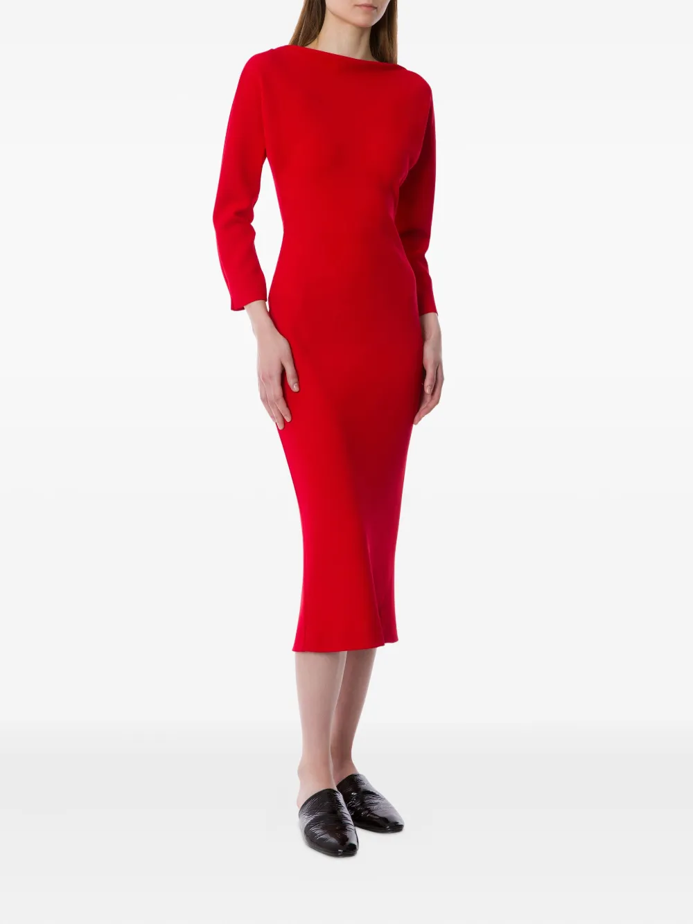 Alberta Ferretti Midi-jurk met detail bij de hals - Rood