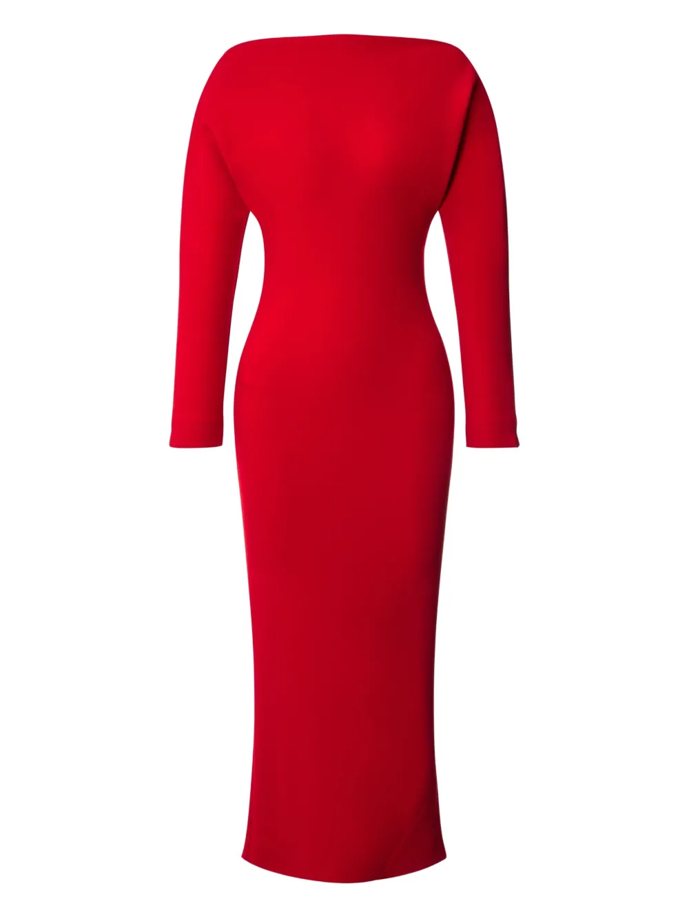 Alberta Ferretti スラッシュネック ミディドレス - レッド Alberta Ferretti スラッシュネック ミディドレス - レッド