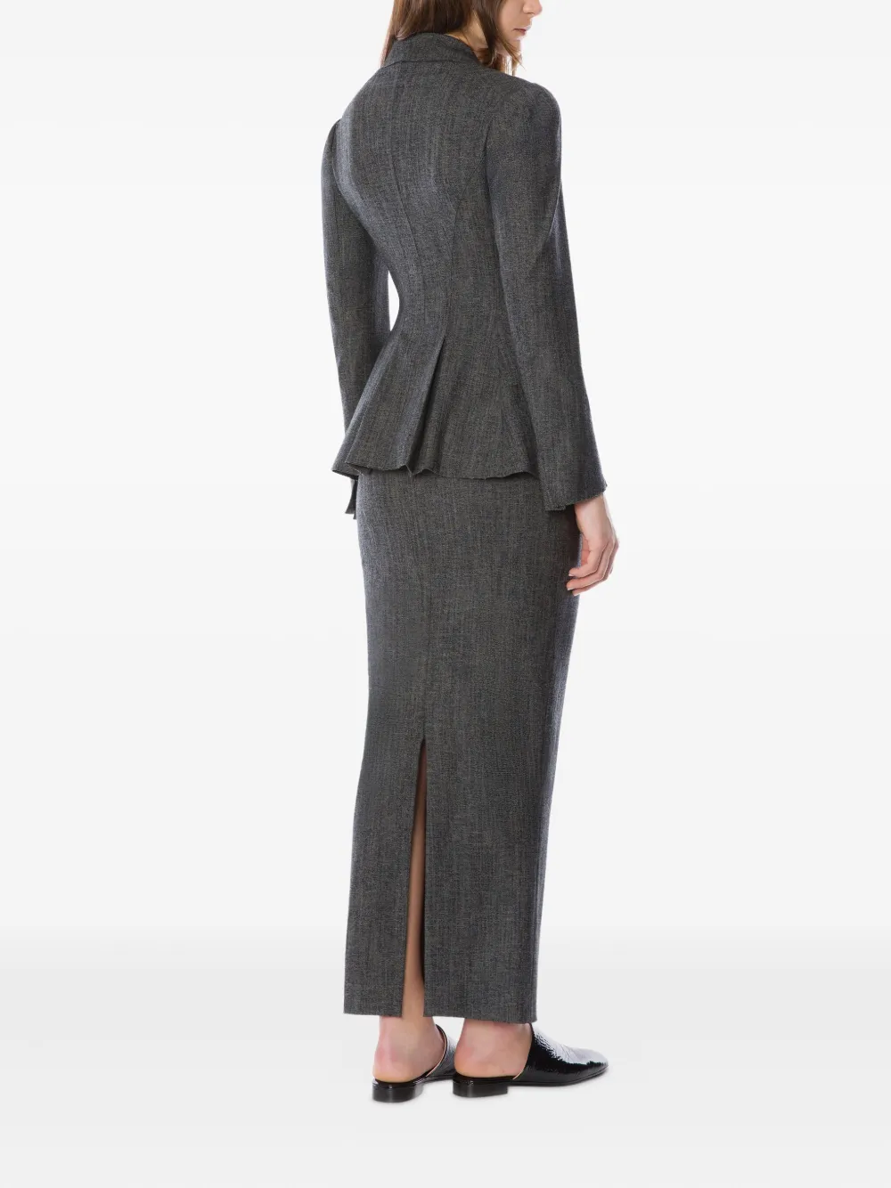 Alberta Ferretti Wool Midi Skirt In Gray