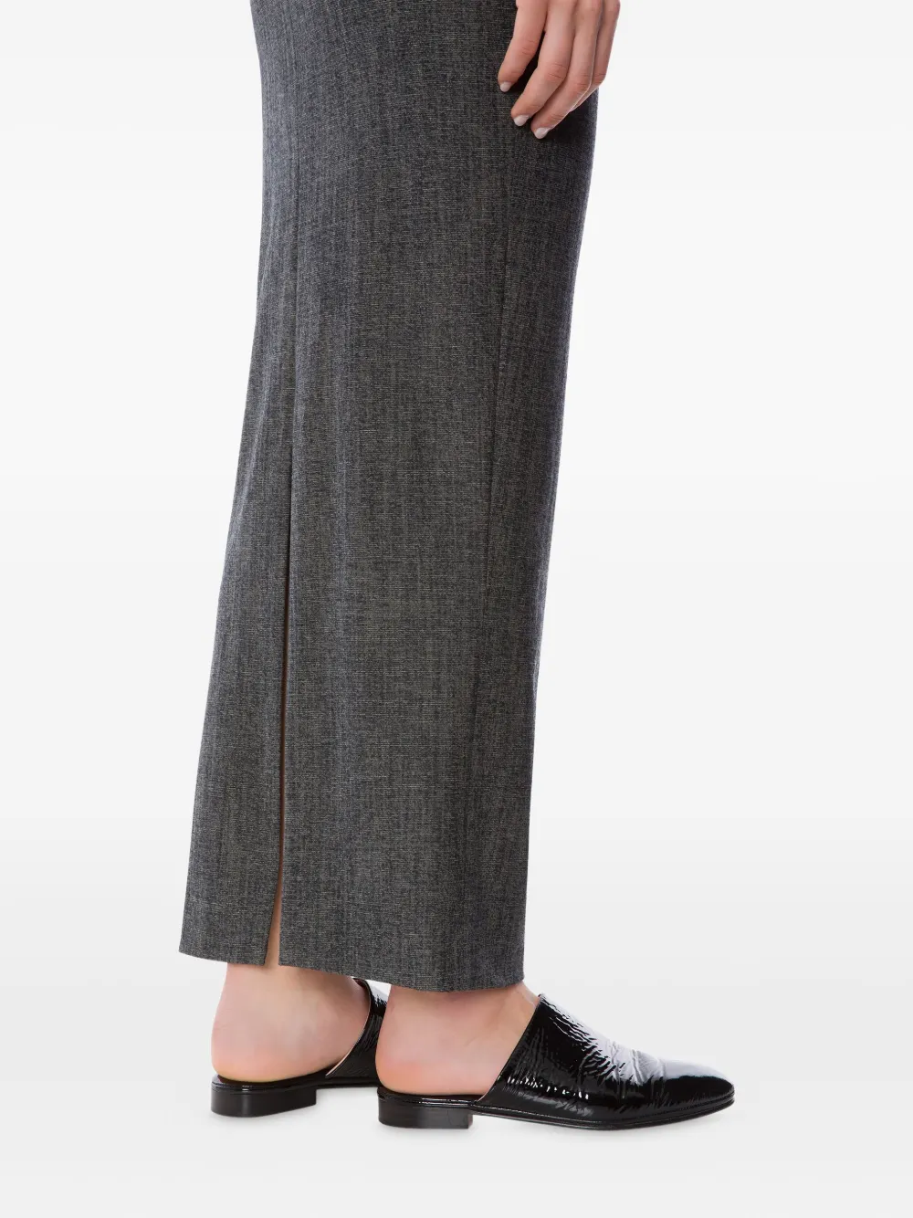 Alberta Ferretti Wool Midi Skirt In Gray