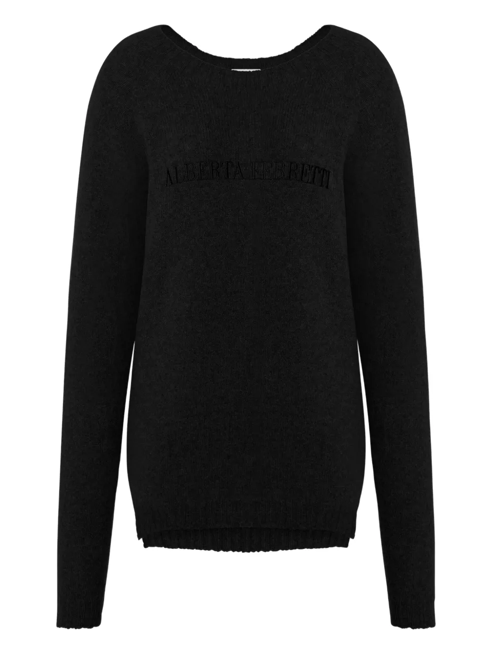 Alberta Ferretti Tonal-logo Sweater In Black