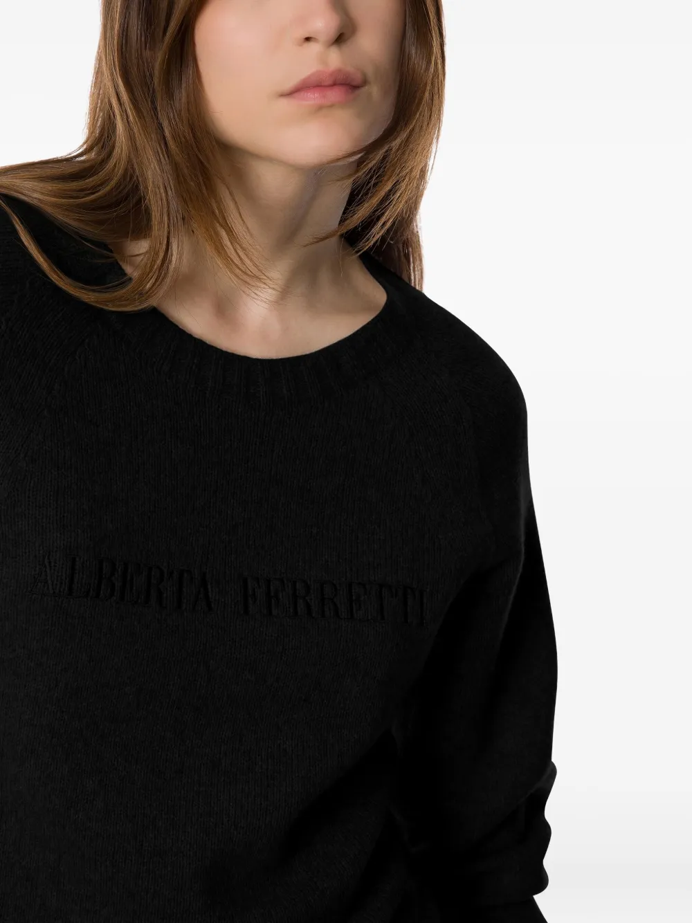 Alberta Ferretti Tonal-logo Sweater In Black