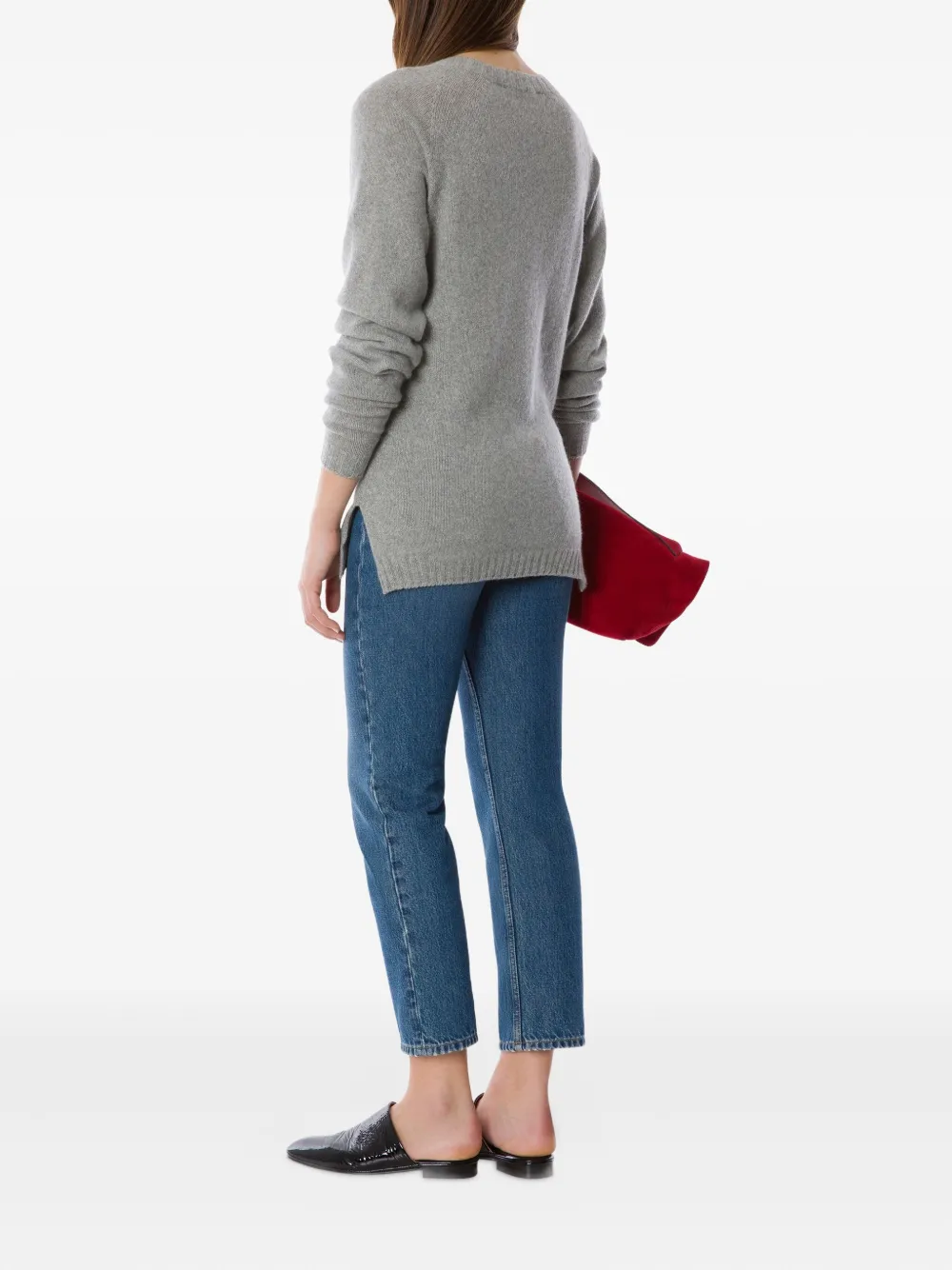Alberta Ferretti Logo-embroidered Sweater In Gray