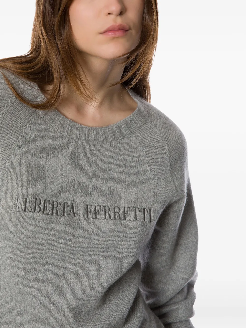 Alberta Ferretti Logo-embroidered Sweater In Gray