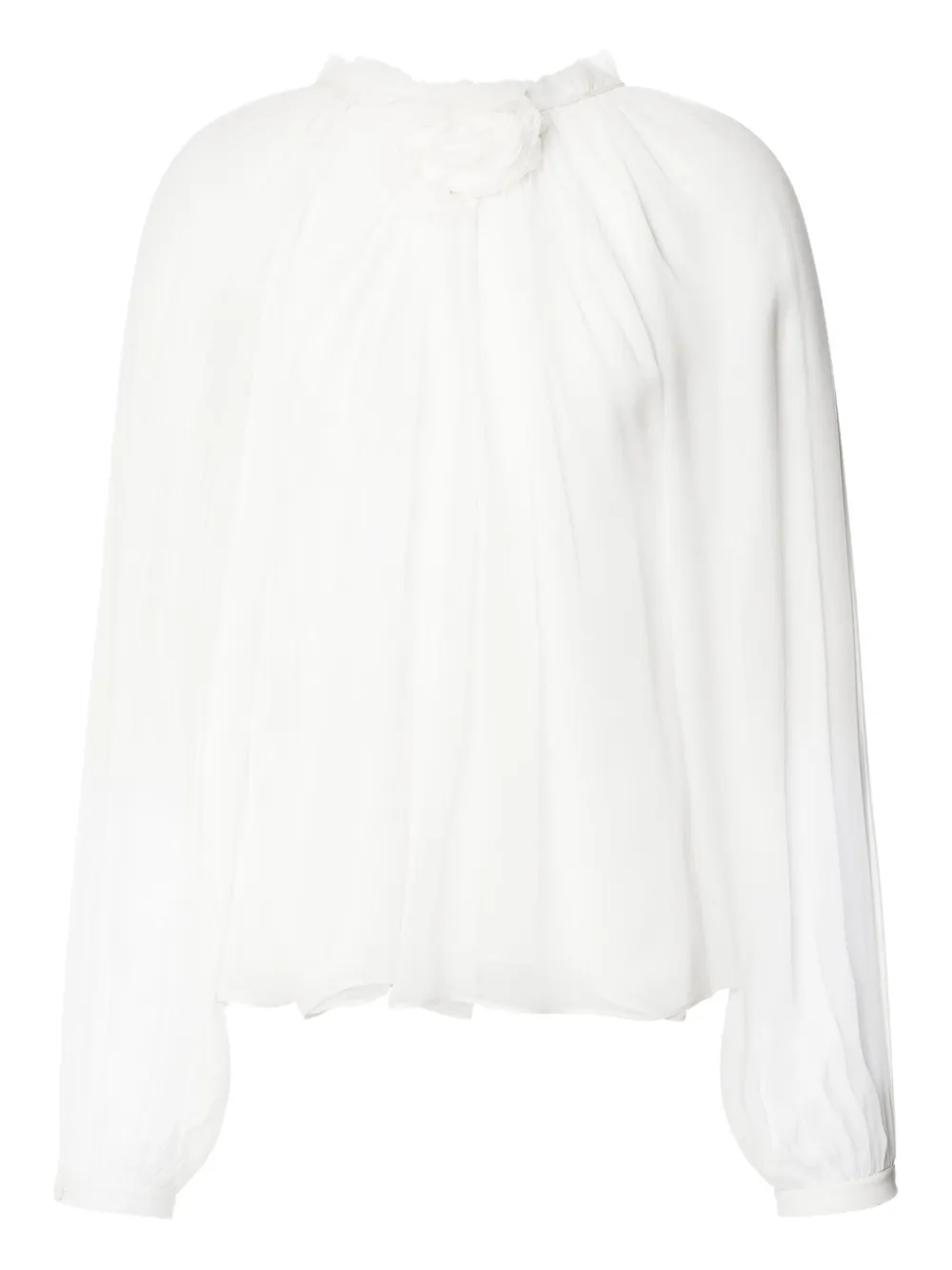 Alberta Ferretti بلوزة شفافة بأبليكة زهور | أبيض | Image 1