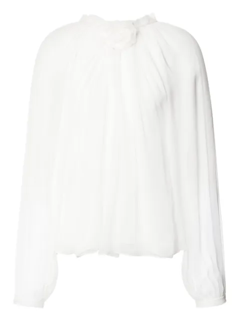 Alberta Ferretti floral-appliqué sheer blouse