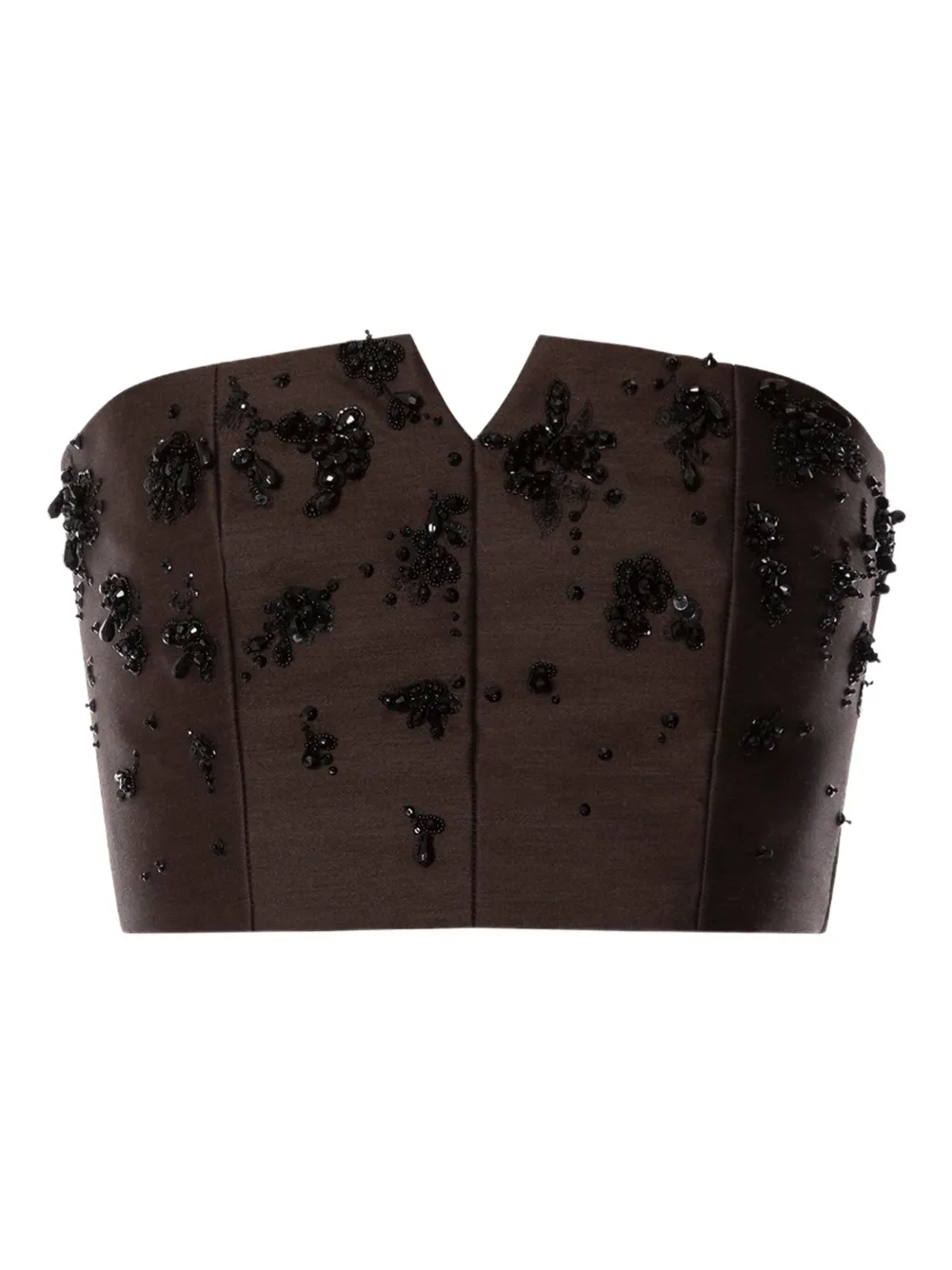 Alberta Ferretti Sequin-embellished Corset Top In Brown