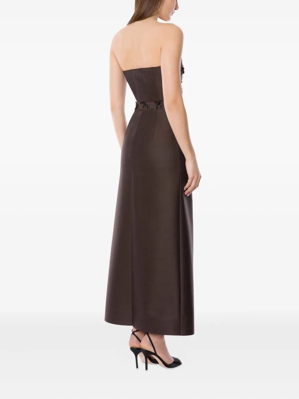 Alberta Ferretti Sequin-embellished Corset Top In Brown