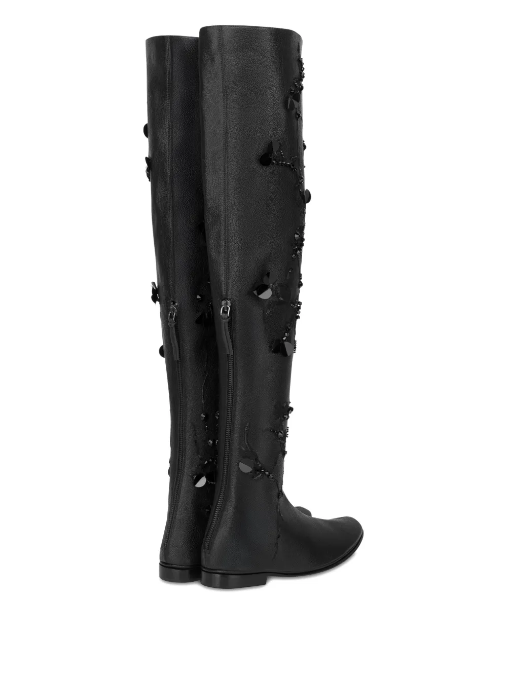 Alberta Ferretti Sequinned Thigh-high Boots In Black