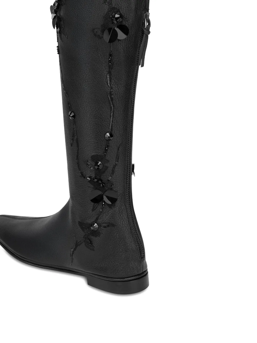 Alberta Ferretti Sequinned Thigh-high Boots In Black