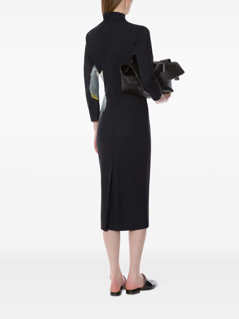 Alberta Ferretti Jurk met bloemenprint en col Zwart