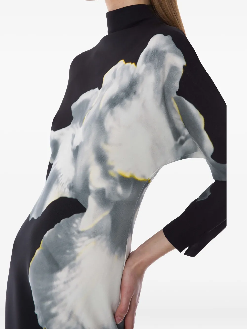 Alberta Ferretti Jurk met bloemenprint en col Zwart