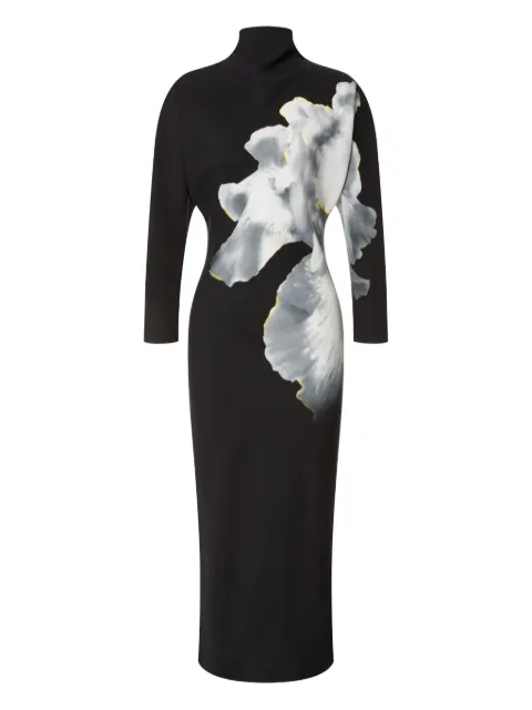Alberta Ferretti turtleneck floral-print dress