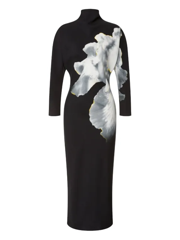 Alberta Ferretti Turtleneck floral-print Dress Black FARFETCH IN