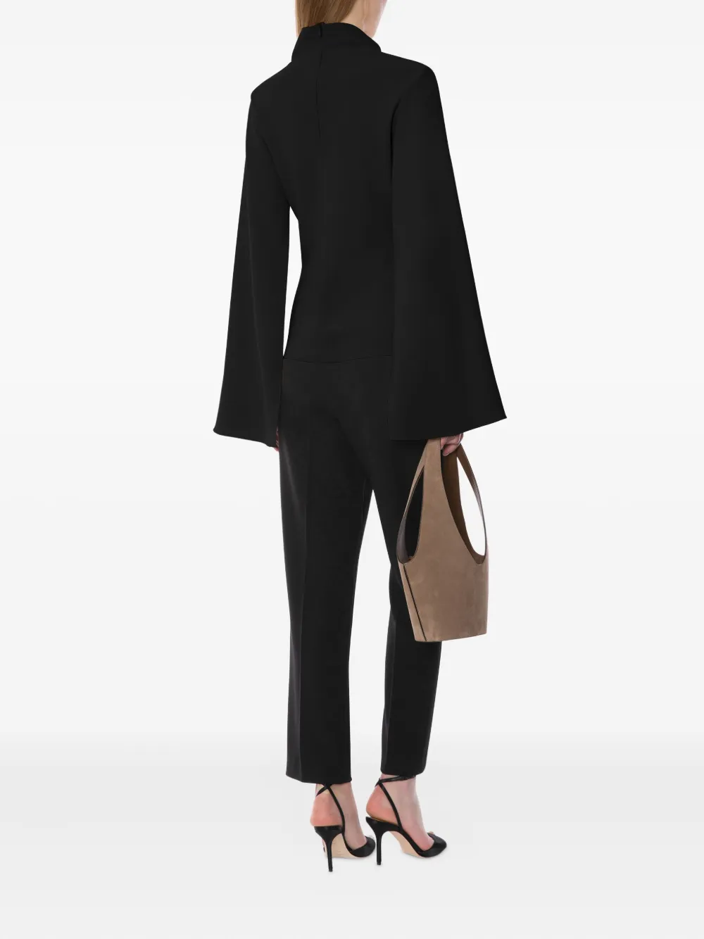 Alberta Ferretti Blouse met klokmouwen en hoge hals - Zwart