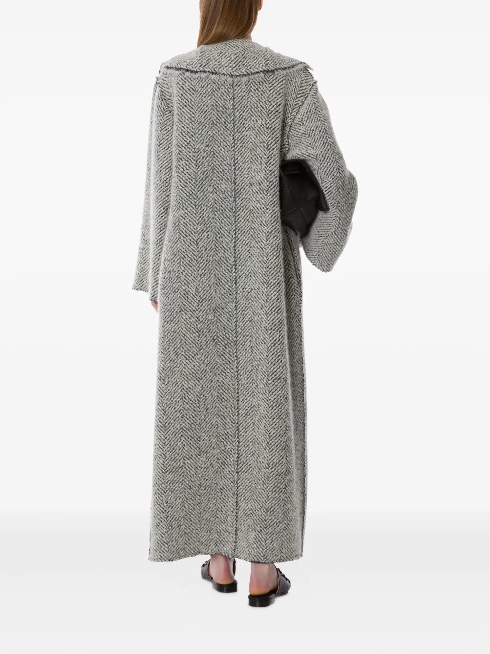 Alberta Ferretti Women Grey Double-breasted Coat With Wide Lapels In Wool Woman In Gray