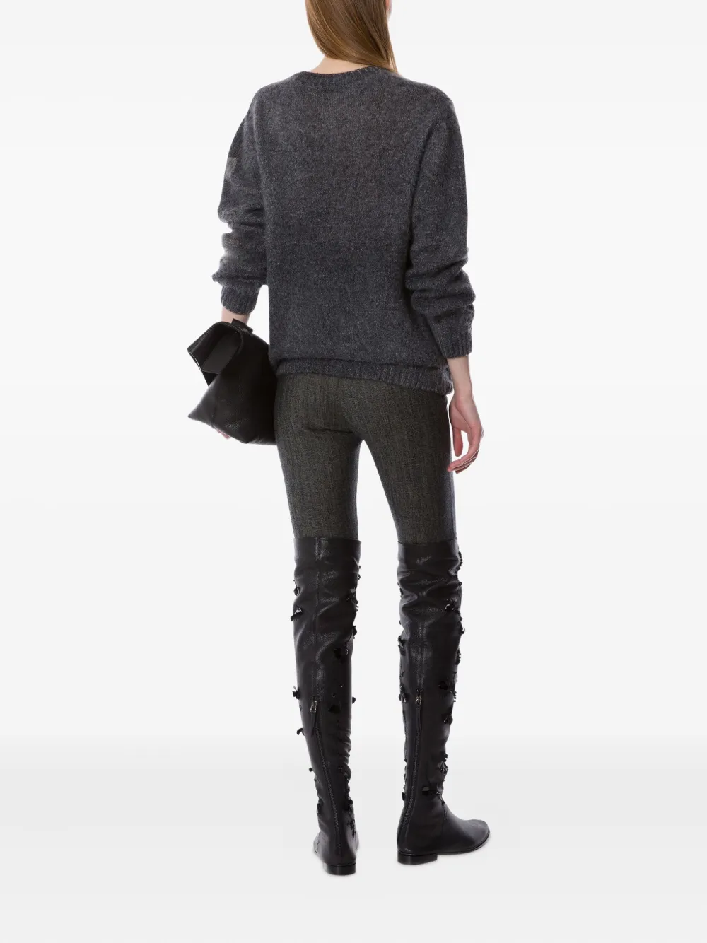 Alberta Ferretti Gebreide trui met bloemen-intarsia Grijs