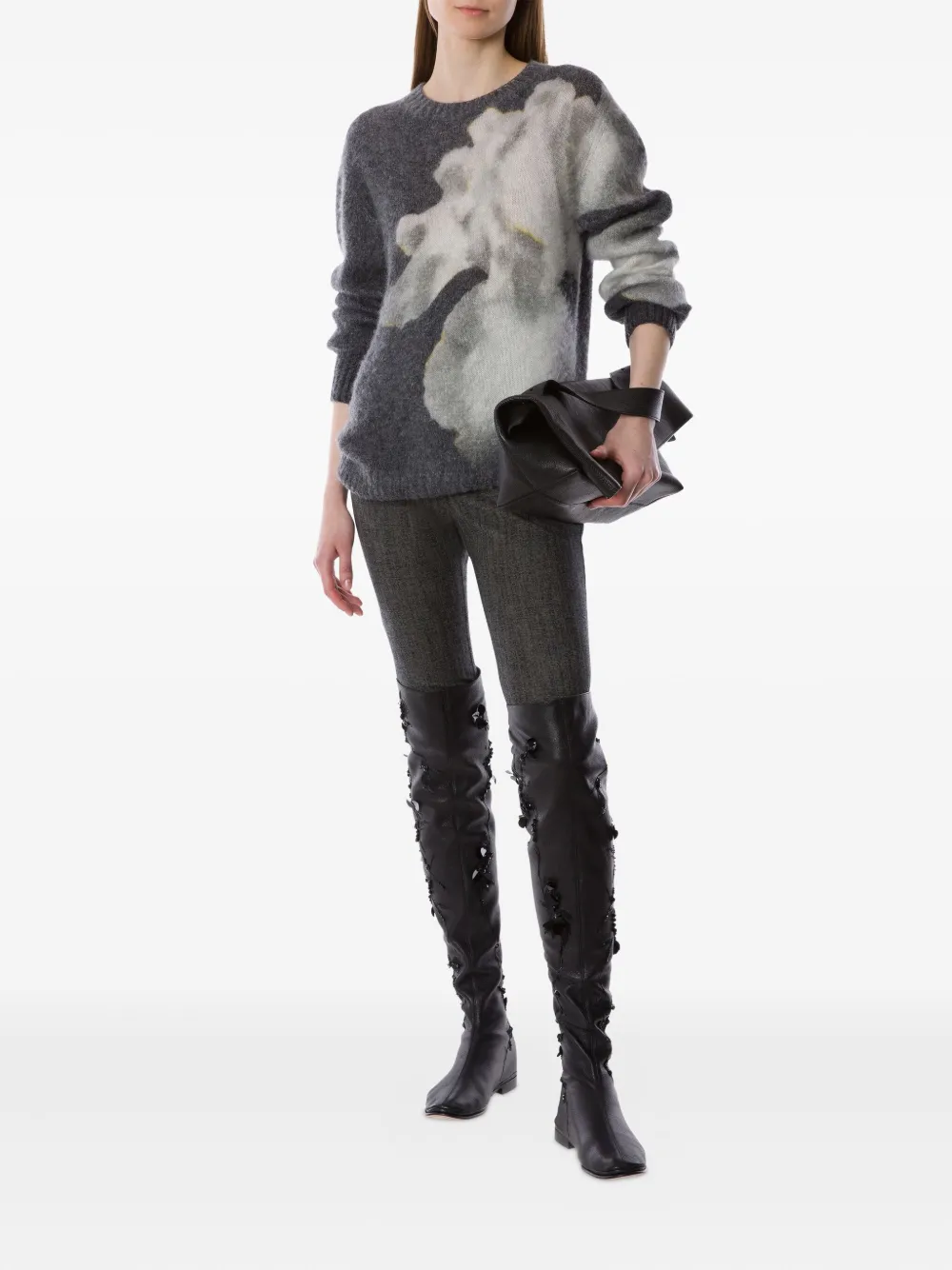 Alberta Ferretti Gebreide trui met bloemen-intarsia Grijs