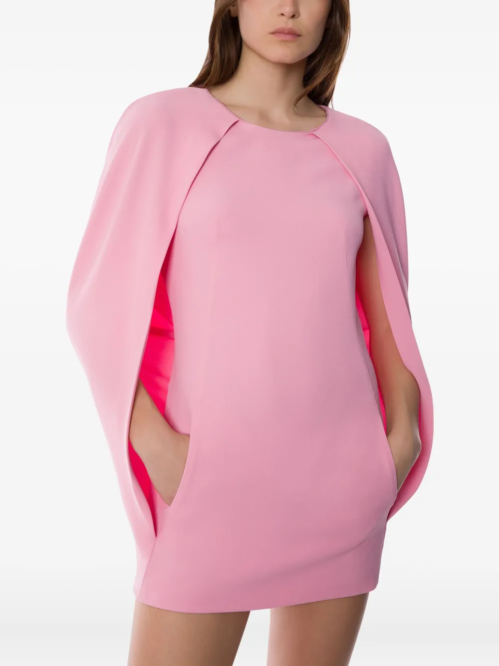 Alberta Ferretti Cape-sleeve Mini Dress In Pink