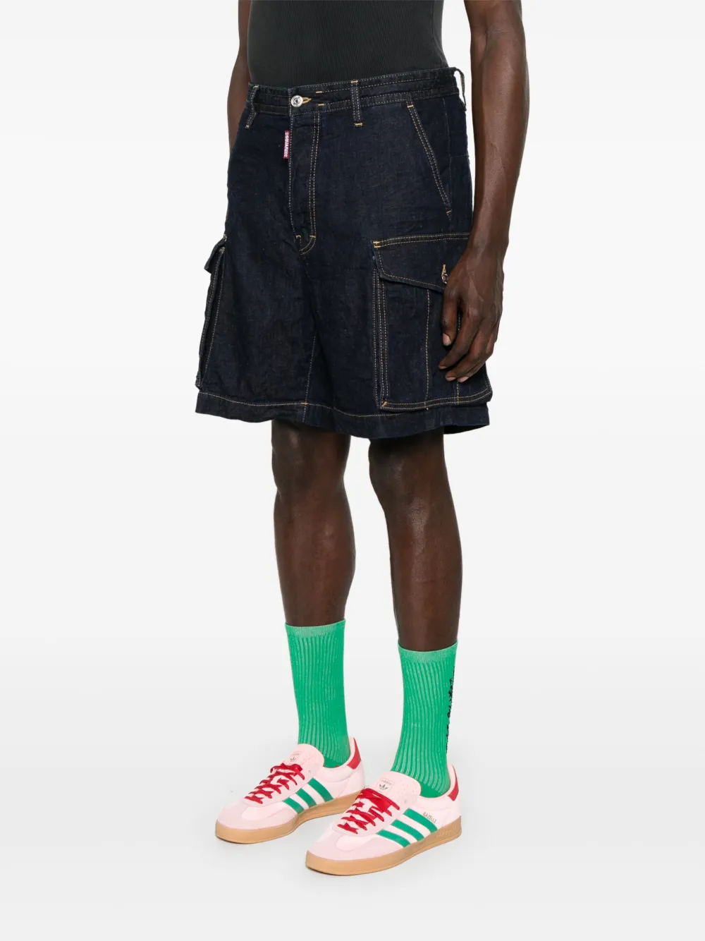 Shop Dsquared2 Denim Cargo Shorts In Blue