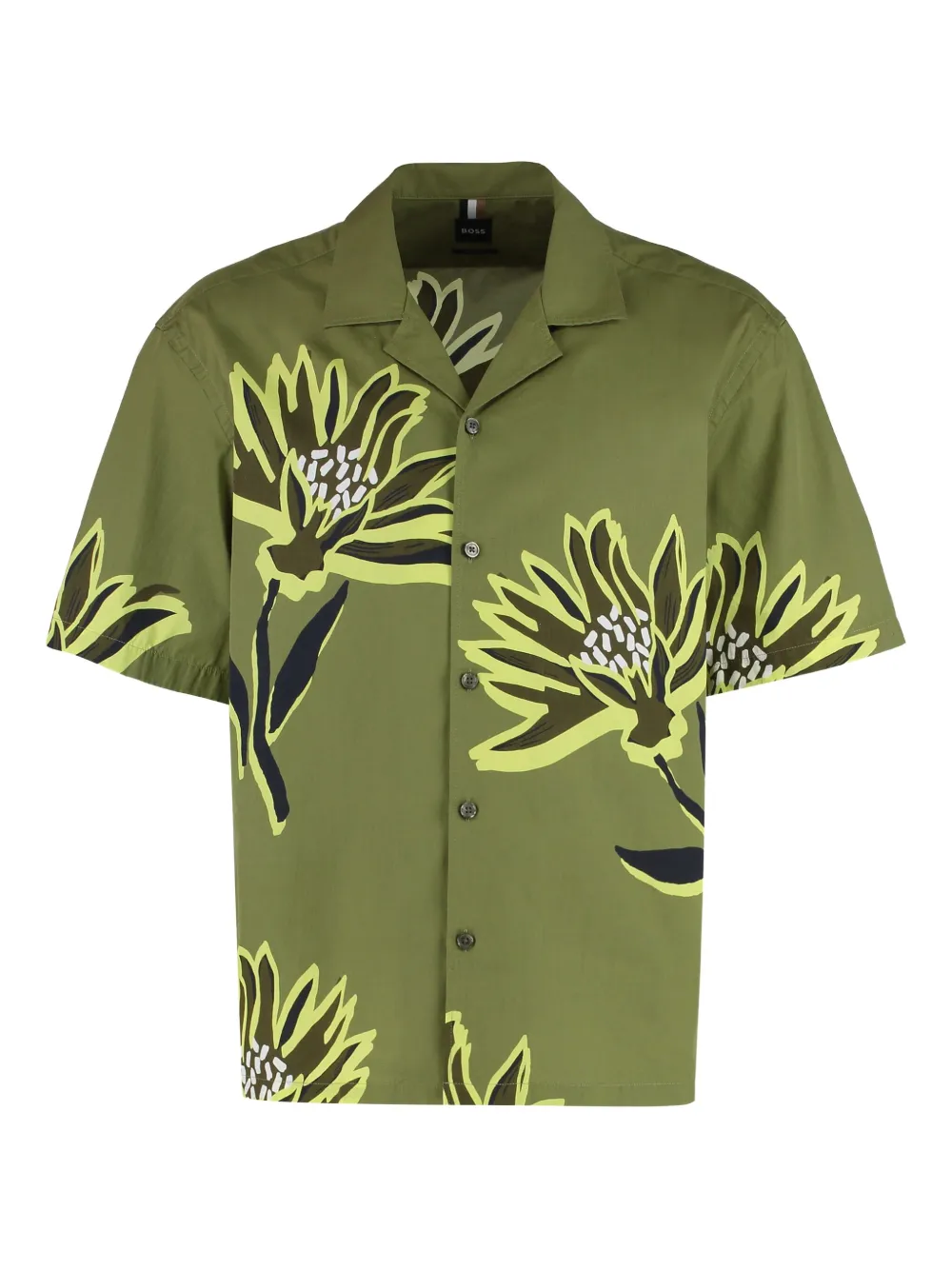 BOSS Lars overhemd met bloemenprint en korte mouwen | Groen | Image 1