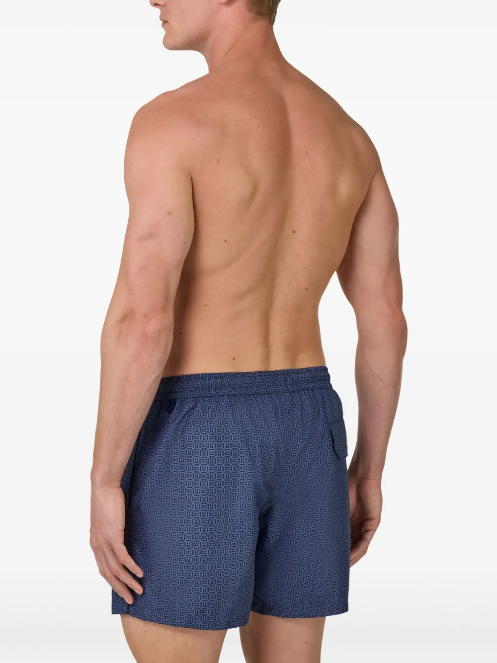 Boggi Milano Zwembroek met monogramprint Blauw
