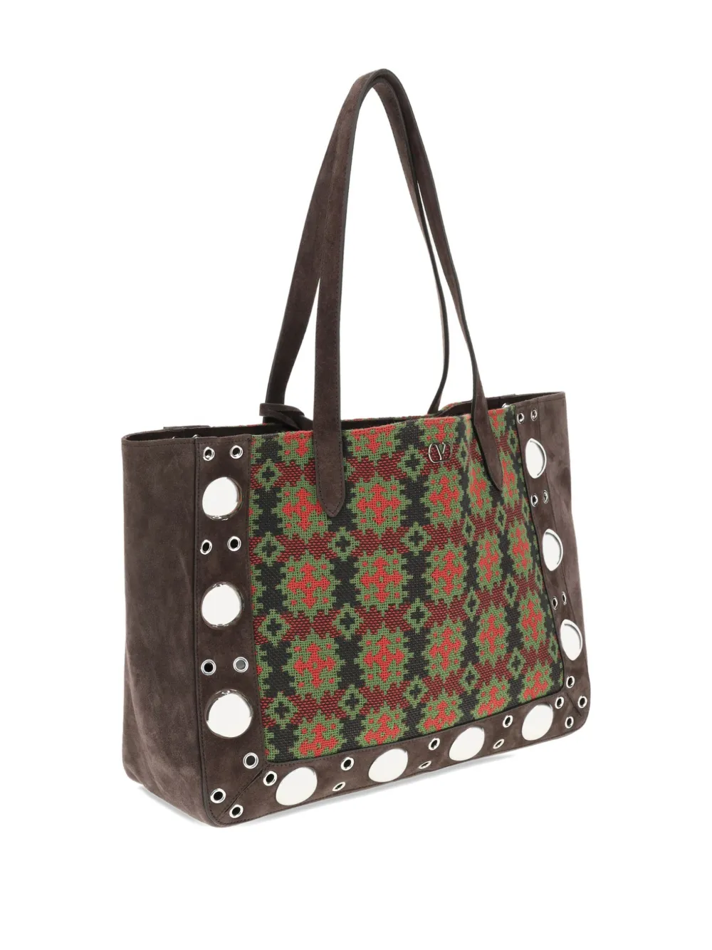 Valentino Garavani Grote Nellcôte schoudertas met jacquard Bruin