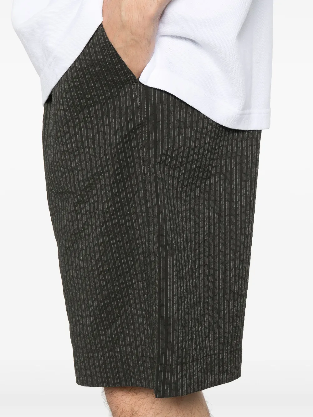 Shop Maison Kitsuné Elasticated Bermuda Shorts In Green