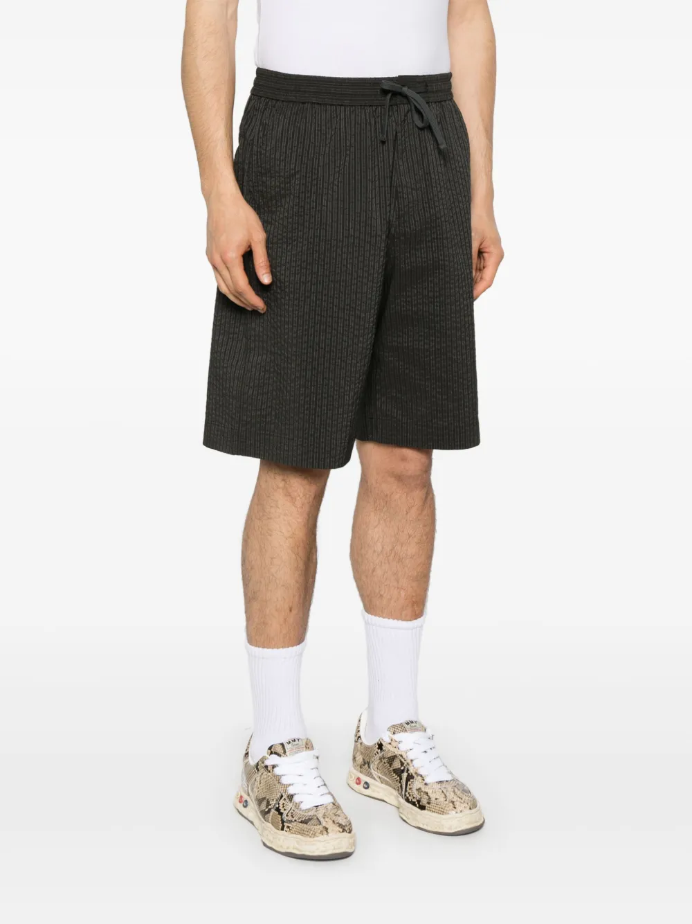 Shop Maison Kitsuné Elasticated Bermuda Shorts In Green