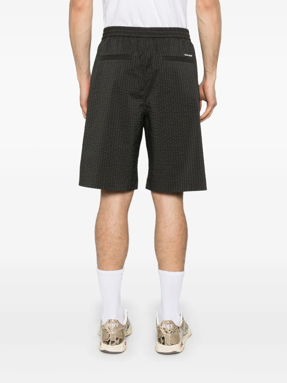 Shop Maison Kitsuné Elasticated Bermuda Shorts In Green
