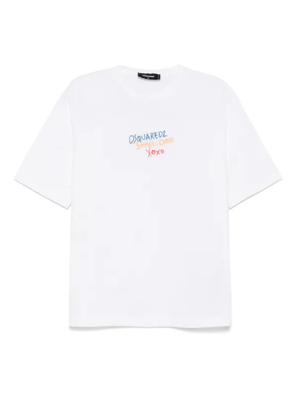 関税送料込【DSQUARED2】COOL FIT T-SHIRT コットン ホワイト White Cool Fit Velvet Logo T-shirt by Dsquared2 on Sale