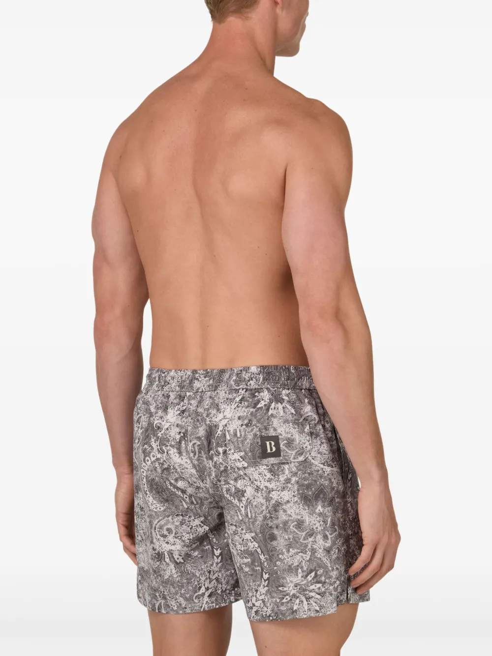 Boggi Milano Zwembroek met paisley-print Grijs