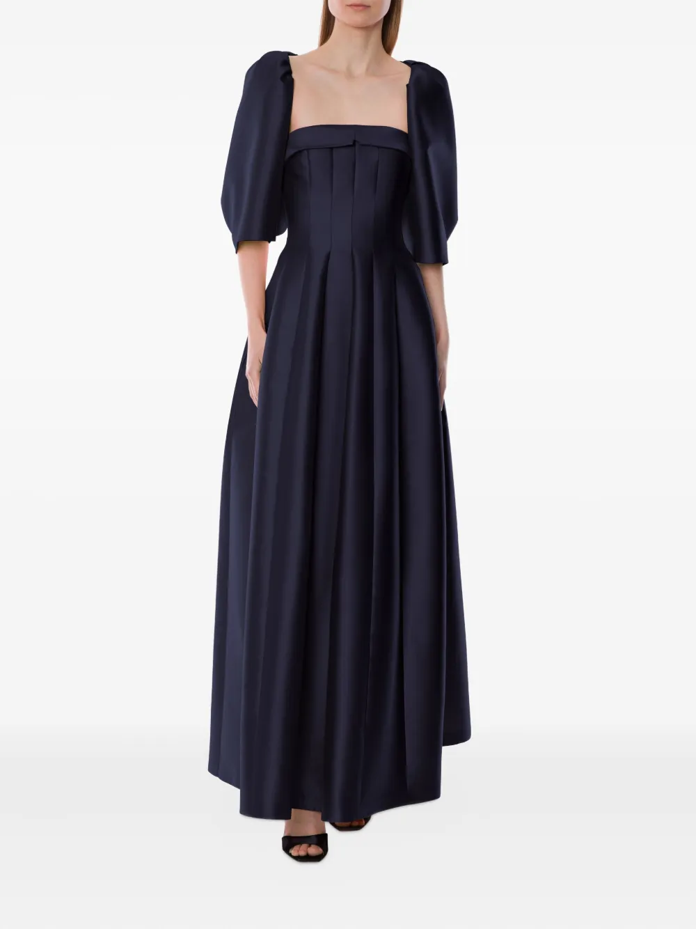 Alberta Ferretti Maxi-jurk met pofmouwen - Blauw
