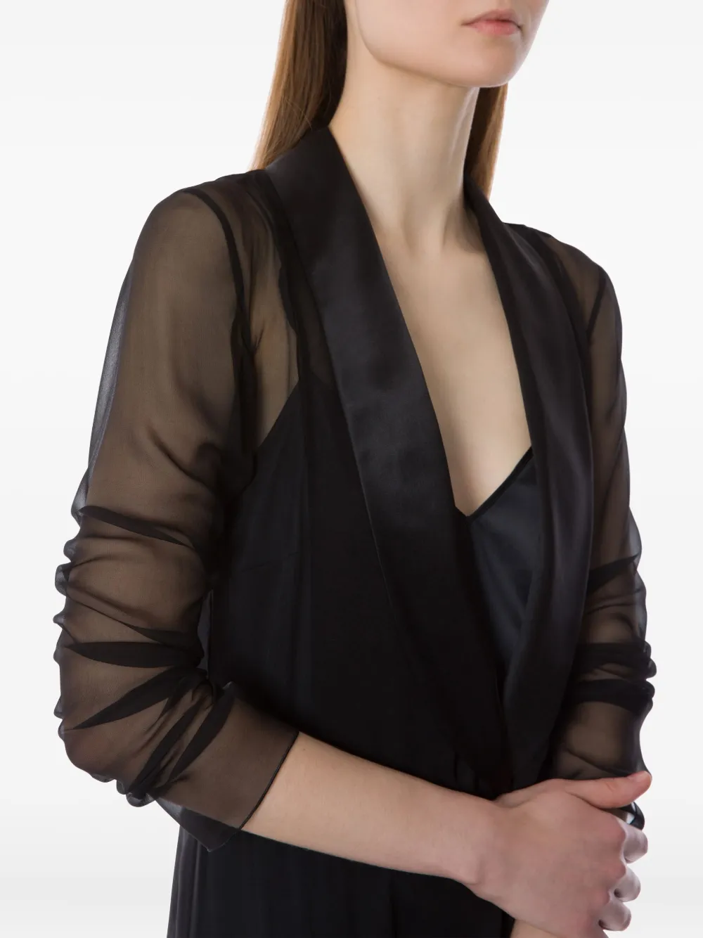Alberta Ferretti Cowl Neck Chiffon Dress With Petticoat In Black