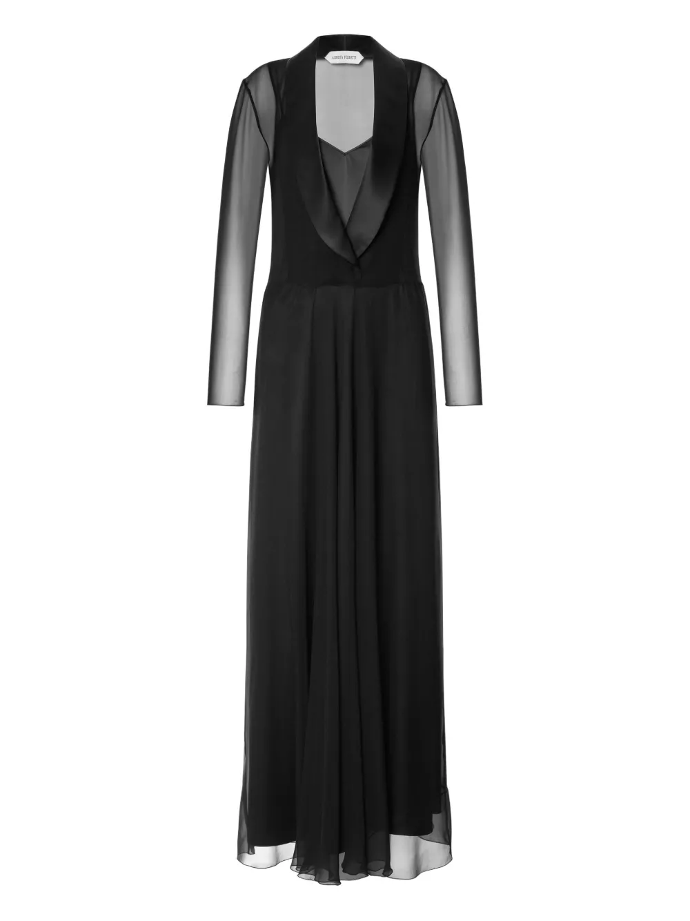 Alberta Ferretti فستان سهرة بأكمام شفافة | أسود | Image 1