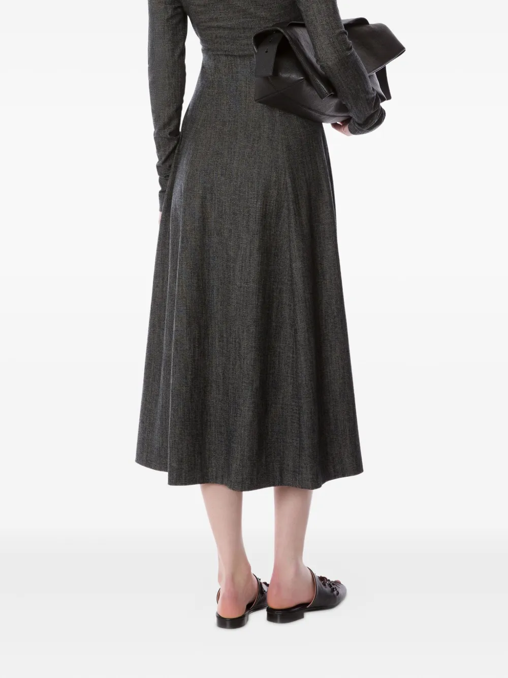 Alberta Ferretti Off-the-shoulder Draped Midi Dress In Gray