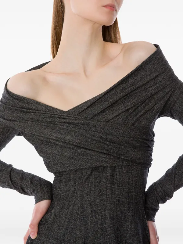 Alberta Ferretti オフショルダー ドレープドレス | グレー | FARFETCH JP