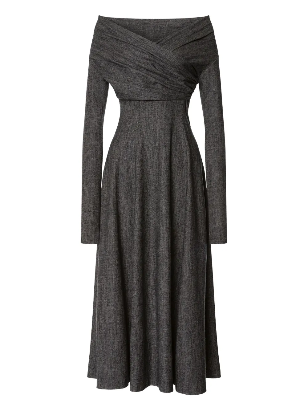 Alberta Ferretti off-the-shoulder draped midi dress | Grey | Image 1