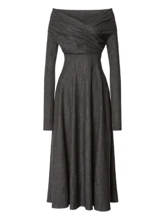 alberta ferretti off the shoulder dress Long off-the-shoulder dress with slit