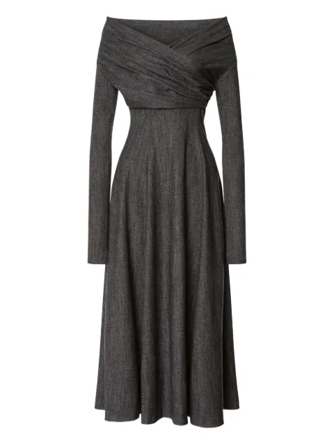 Alberta Ferretti off-the-shoulder draped midi dress
