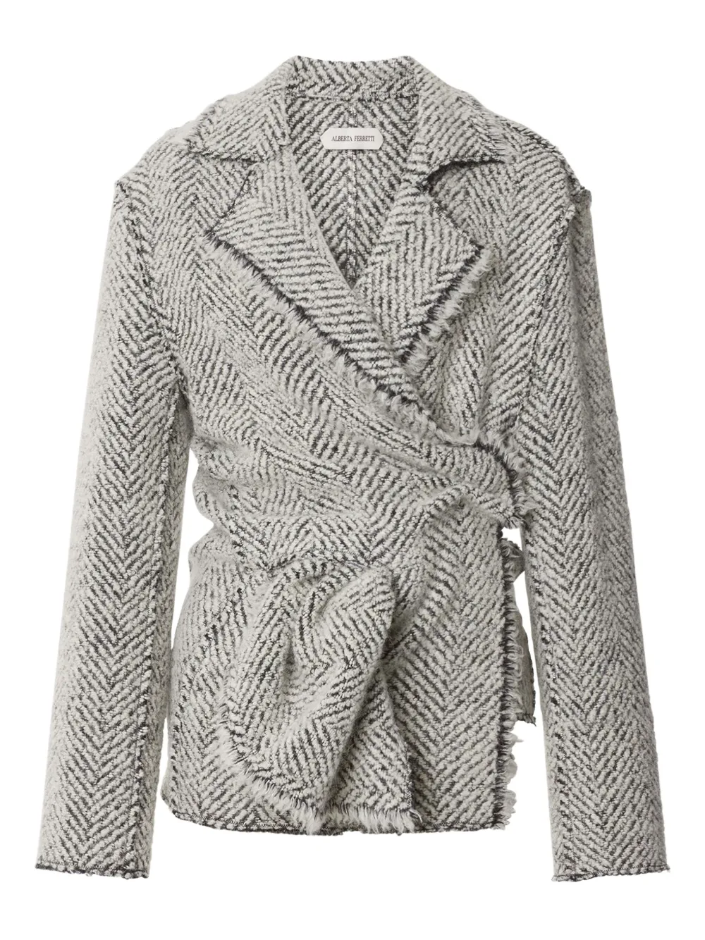 Alberta Ferretti Herringbone-pattern Jacket In Gray