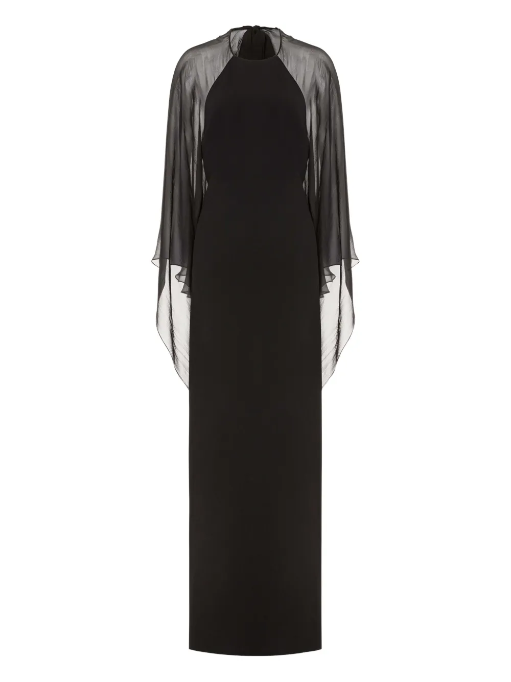 Alberta Ferretti Chiffon avondjurk met cape Zwart