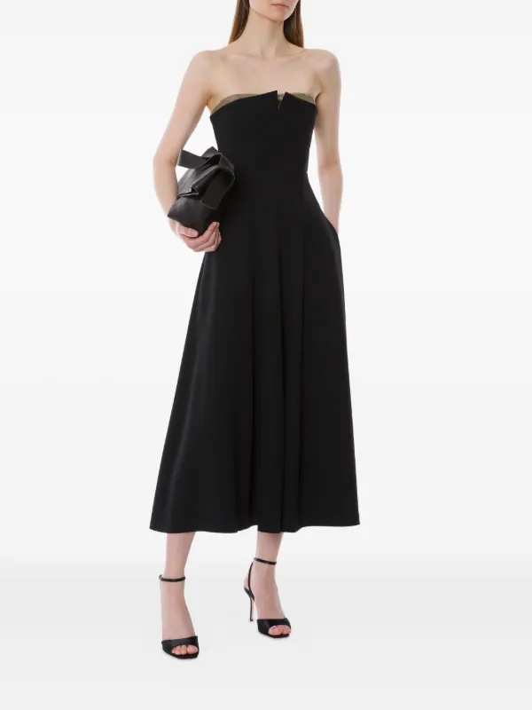 Alberta Ferretti Strapless Flared Dress | Black | FARFETCH