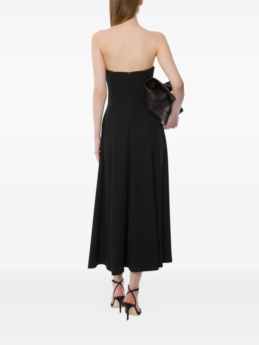 Alberta Ferretti Strapless Flared Dress In Black