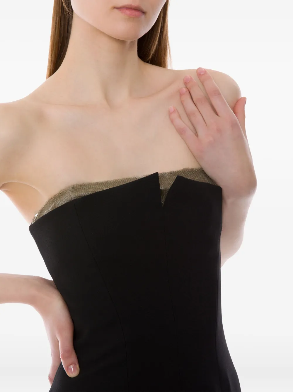 Alberta Ferretti Strapless Flared Dress In Black