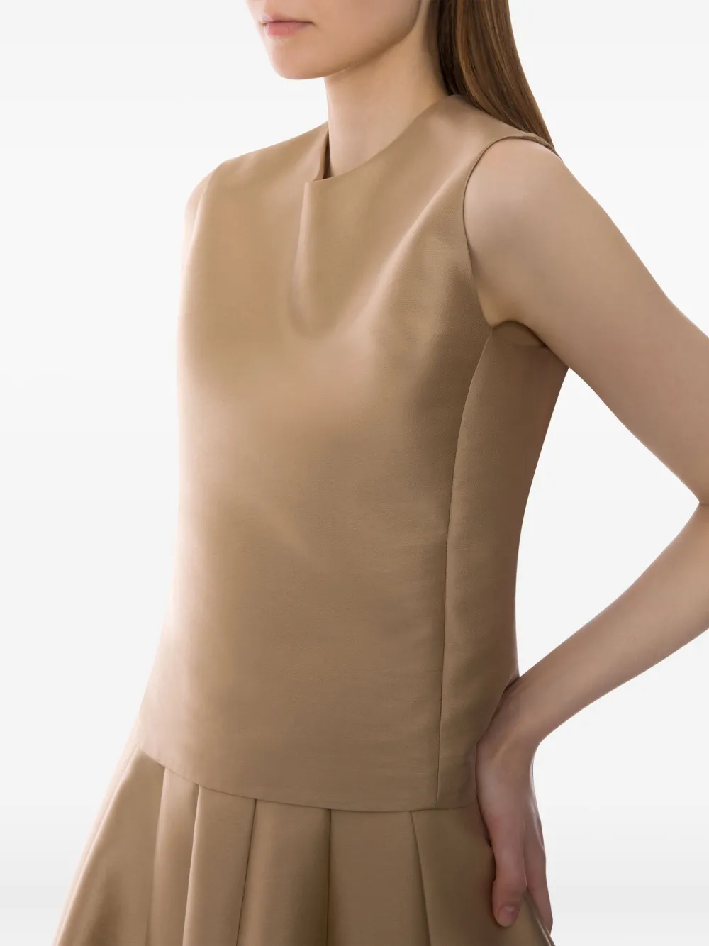 Alberta Ferretti Satin Top In Brown
