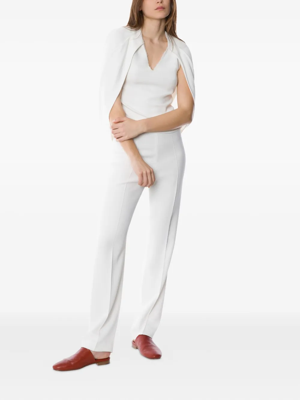 Alberta Ferretti Blouse met capemouwen en V-hals - Wit