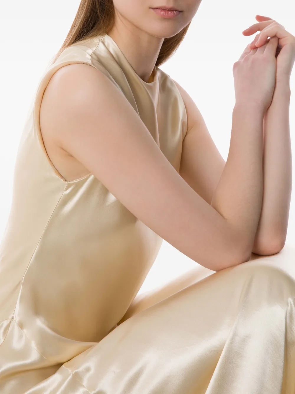 Alberta Ferretti Sleeveless Dress In Gold