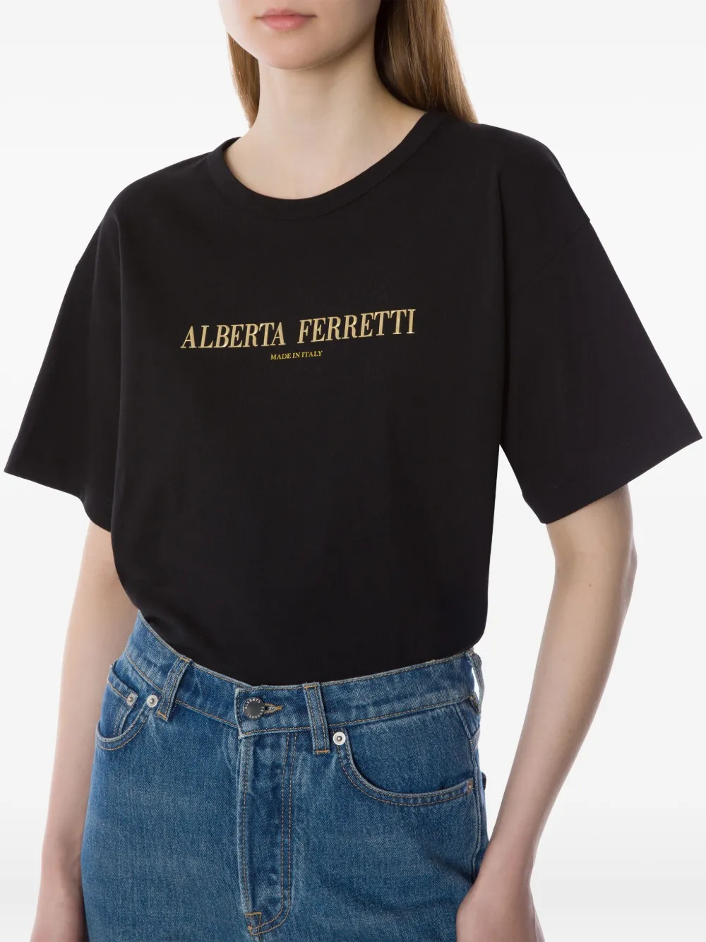 Alberta Ferretti Katoenen T-shirt Zwart