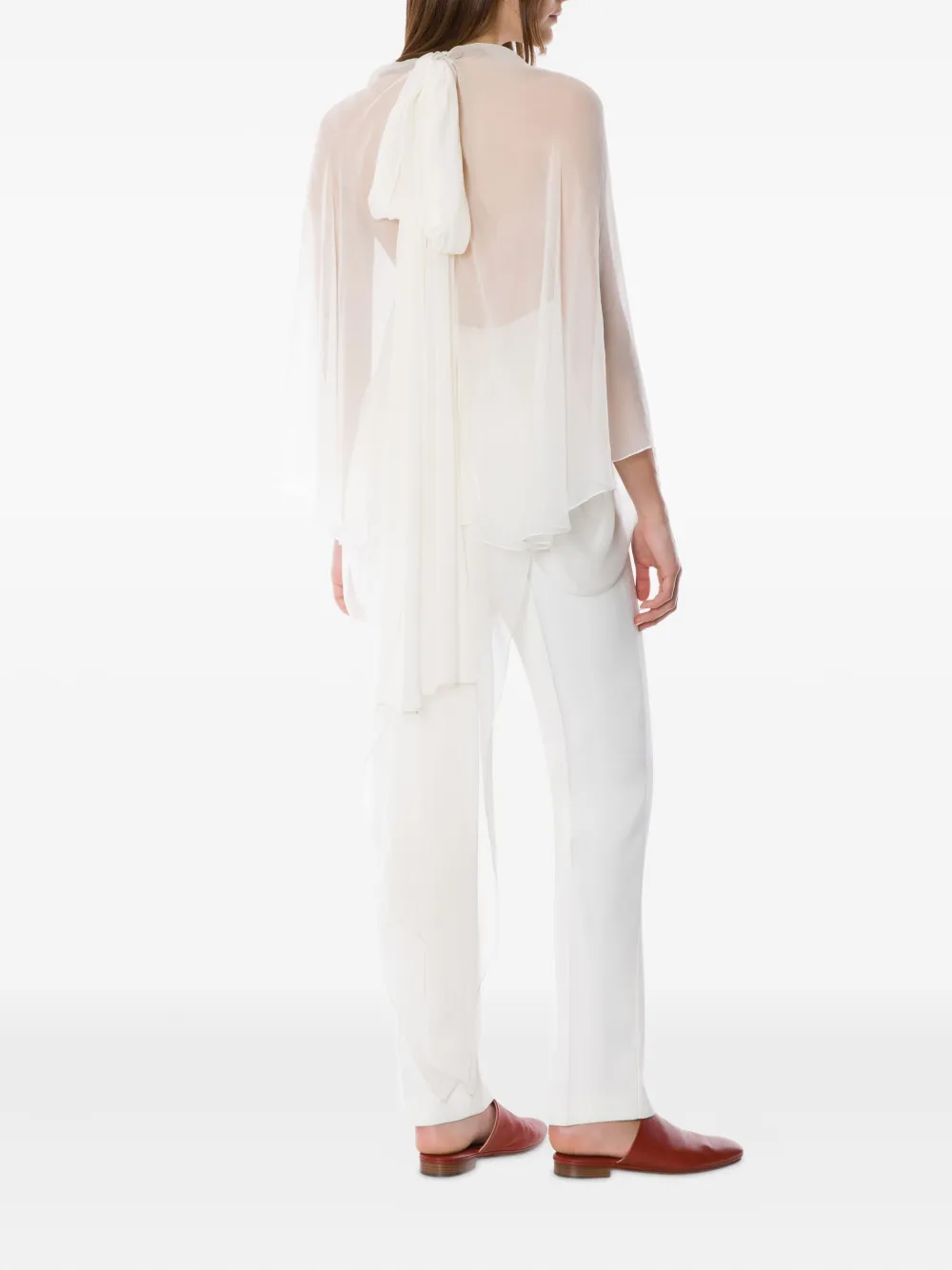 Alberta Ferretti Cape-design Blouse In White